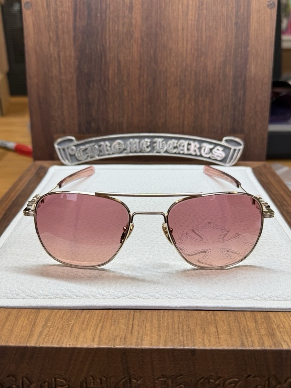 Chrome Hearts Wence Pink Gold Frame Sunglasses Rare Find!